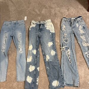 PacSun Women's Light Blue and Dark Blue Skinny Jeans